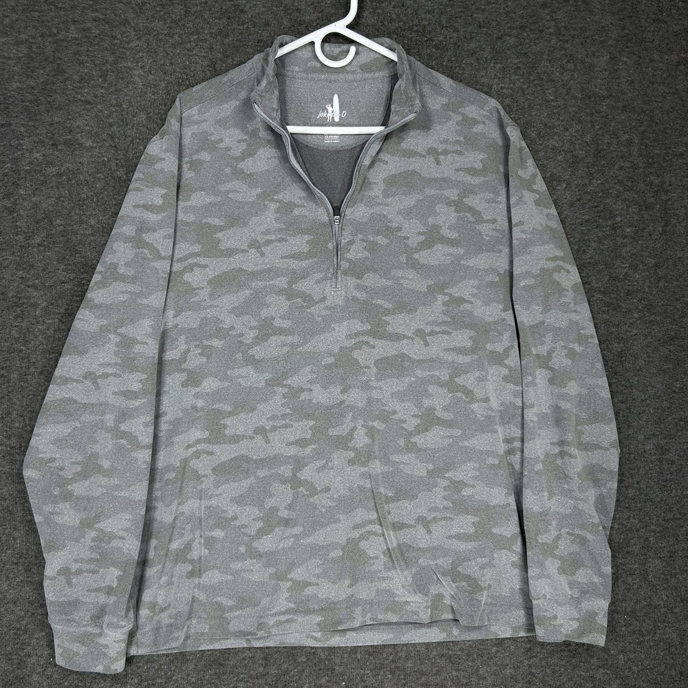 Johnnie-O Microfleece 1/4 Zip Pullover Mens L Gray Camo Rodney JMKO2250